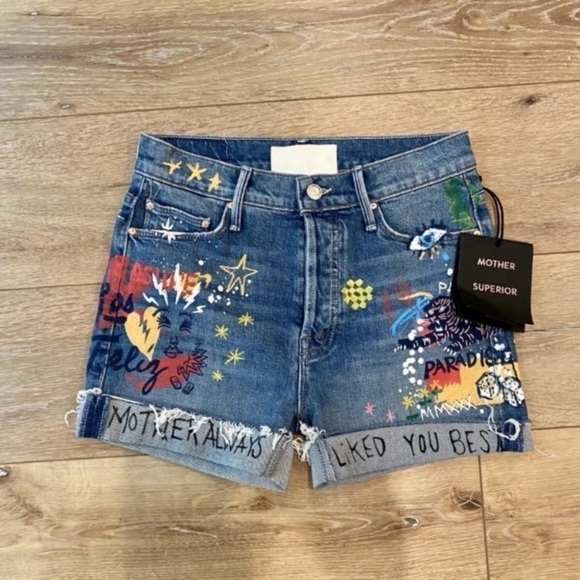 Mother jeans, the vagabond cuff short, spooky voodoo High Waisted Size 23 XS. - Picture 3 of 6